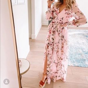 Pink Lily Blush Floral Maxi Dress Small